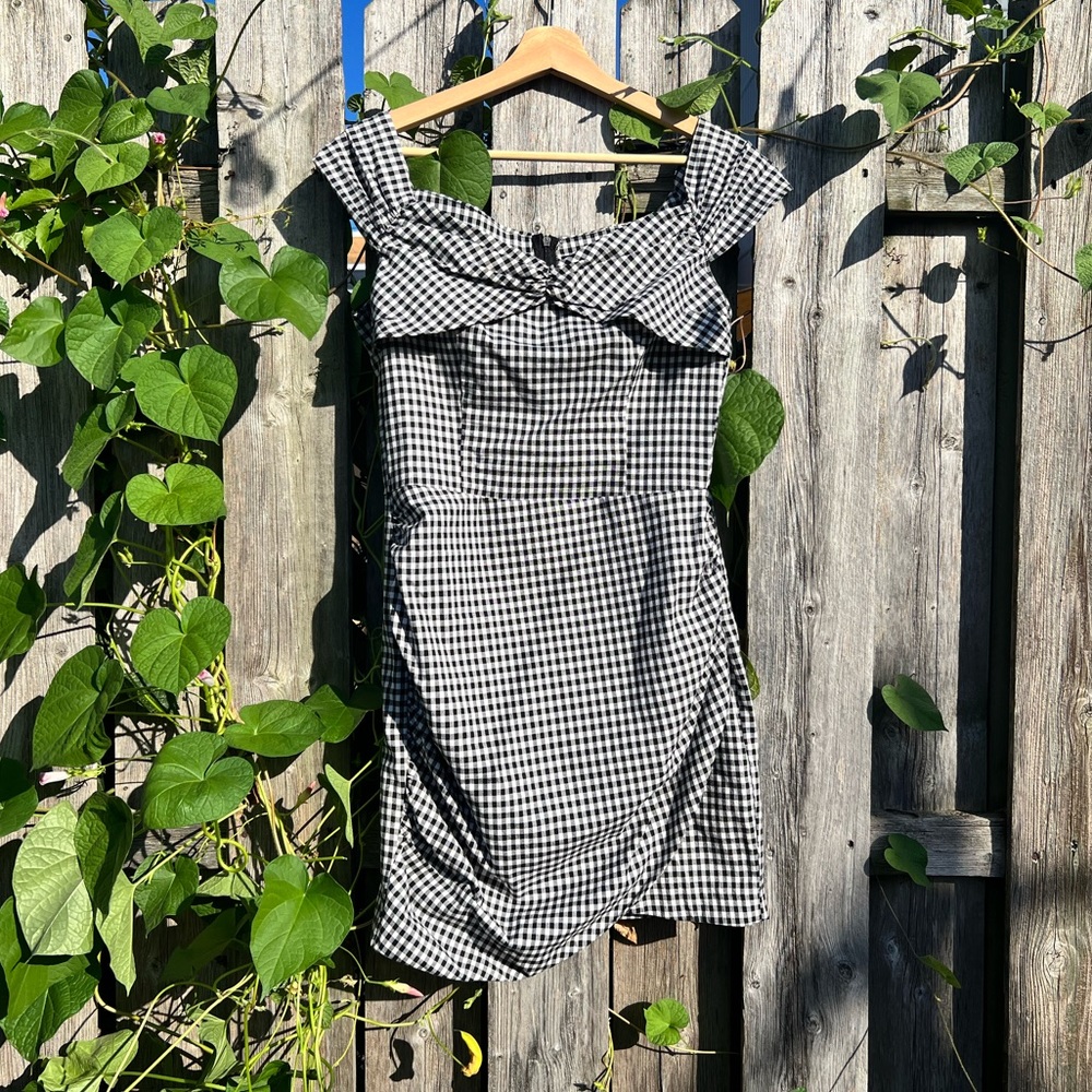 Zara gingham off the shoulder dress